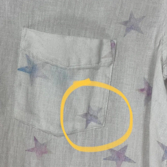Rails Charli Tie Dye Stars Button Front Shirt Linen Blend White Women’s Small - Picture 9 of 16